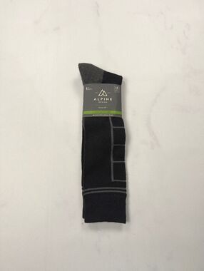 Alpine Design Ski Socks Black Modern Sporty Mens L 8-12 NWT